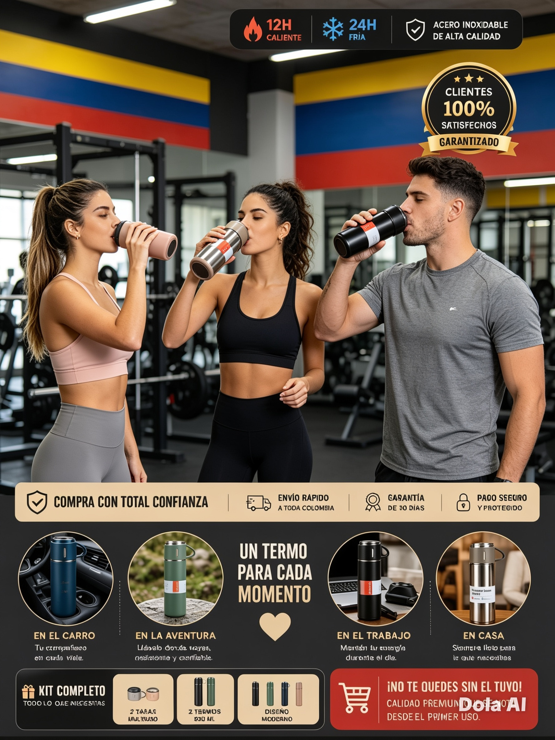 set de vaso termico +2 tazas 500 ml